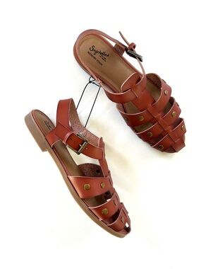 Seychelles Debby Cognac Brown Studded Gladiator Sandals